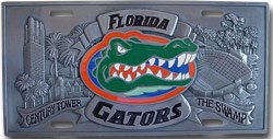 FLORIDA GATORS PEWTER CAR TAG/ LICENSE PLATE