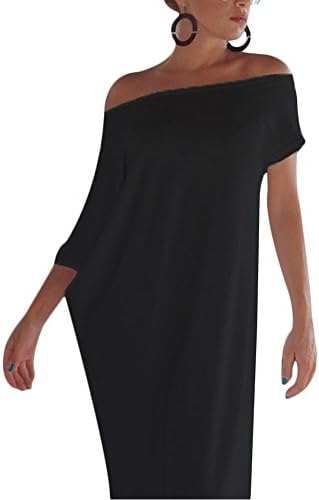 UNIZHUU Women Lady Boho Short Sleeve Evening Party Long Maxi Dress Gown(xl,black)