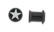 Acrylic White Star Breakers on Black Single Flared Plug - 6G - Sold as a Pair