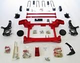 Primary Suspension System 4 in. Front/2.5 in. Rear Lift Incl. UBolts Riser Block Brake Hose Bracket Subframe Steering Knuckle Hdw Kits Brackets C-Bearing Spacers Black