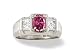 14K White Gold Genuine Oval Pink Tourmaline and Diamond Men's Ring
