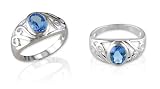 Oval Cut Swiss Blue Topaz Ring Sterling SIlver