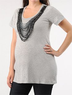 A Pea in the Pod: Short Sleeve Scoop Neck Necklace Trim Maternity T Shirt