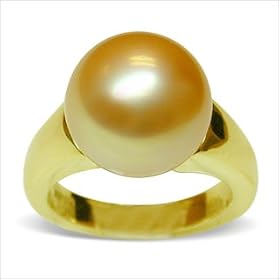 18K yellow gold 10 mm Golden South Sea cultured pearl ring by