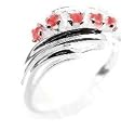 Sterling Silver 5- Stone Natural Pink Ruby Ring