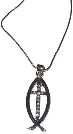 Ichthys Symbol Christian Fish Necklace Silver Tone