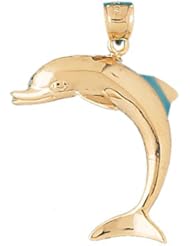 Dazzlers Solid 14 karats gold Dolphin Charm Pendant Available in three colors from jewelsberry (weights: 5.7 grams only)