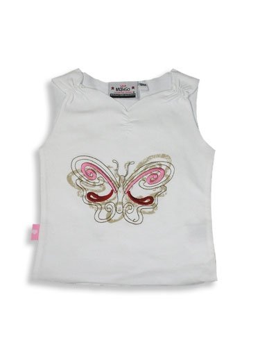 Wild Mango - Toddler Girls Ribbed Sleeveless Top, White, Red, Pink