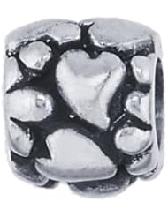 Frolic Sterling Silver Hearts And Flowers Barrel Charm