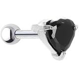 Sterling Silver 925 Jet Cubic Zirconia HEART Cartilage Earring