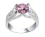 .925 Sterling Silver Band Round Cut Pink CZ Heart Ring