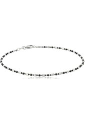 Italian Sterling Silver and Black Ruthenium-Plated Diamond-Cut Mezzaluna Ankle Bracelet