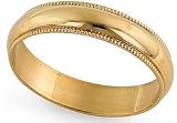 18K Gold Milgrain Classic-Fit Wedding Band, 4mm Wide