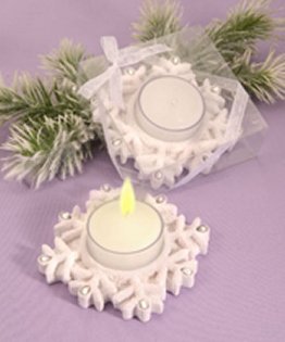 Winter Theme Candle Holder Wedding Favors - Snowflakes