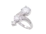 SilverBin Sterling Silver Bypass Style Elegant CZ Ring with Small CZ Accents
