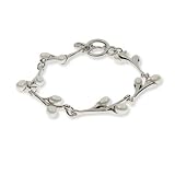 Sterling Silver Vine of White Pearls Bracelet