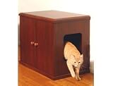 Refined Feline Cat Litter Box - Mahogany Finish