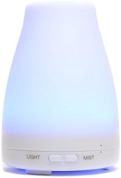 Essential Oil Aromatherapy Diffuser - 100 ml Cool Mist Ultrasonic Humidifier with Adjustable Mist Mode, 7 Color LED Lights Changing, Waterless Auto Shut-off Portable for Home Office Spa Bedroom