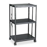 AV Cart,42 Adjustable Height,3-Shelves,24x18x42,Black