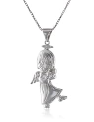 Precious Moments Sterling Silver Diamond Accent Boy Angel Pendant Necklace, 18"
