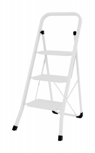  Klapptritt 3-stufig 115 x 42 x 3 cm Stahl Weiß