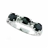 GENUINE Sapphire & Diamond Accent Silver Ring S7 WOW