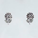 Tiny sterling silver daisy flower stud earrings, #2626