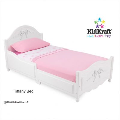 White Finish Tiffany Style Kid's Toddler Cot Bed Frame