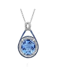11.4ct Blue Diamond Topaz Diamond 14k Gold Pendant