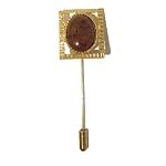 Obsidian Pin 01 Mahogany Gold Pewter Stick Brooch Brown Black Stone Natural Gemstone Oval Crystal Healing Rock Accessory 2.8