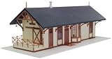 HO 1872 Maywood Train Station Kit ( Tan w / Brown Trim ) Atlas Trains - B000GR1S9Y