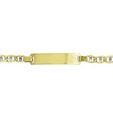 14k 6 Child's Gold ID Bracelet with Two Tone Marina Link Chain