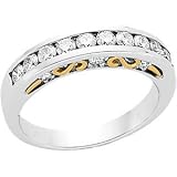 14K Two Tone Gold Diamond Bridal Anniversary Band Ring