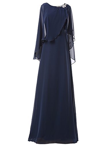 Mother of the Bride Gown Dresses with Cape Navy Blue Size 6