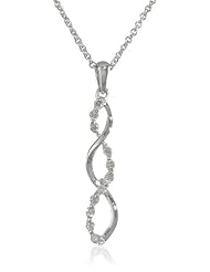 Sterling Silver Diamond Accent Twist Journey Pendant Necklace ( I-J Color, I3 Clarity), 18"