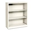 HON Metal Bookcase, 3 Shelves, 34-1/2 W by 12-5/8 D by 41 H, Putty