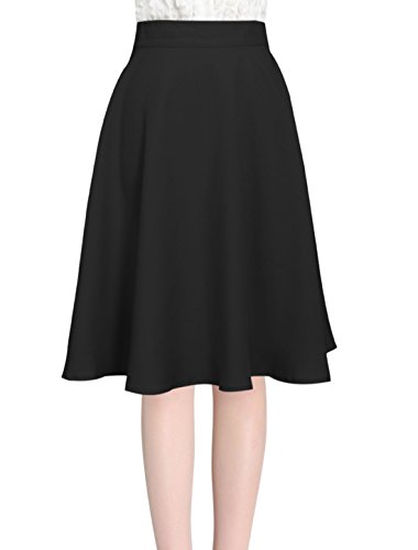 Allegra K Ladies Knee Length Hidden Back Zipper Casual Full Skirt