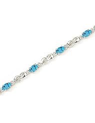 14kt Yellow Gold Oval Blue Topaz and Diamond Bracelet