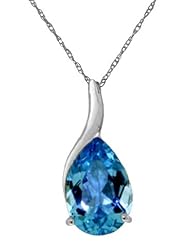 14K Gold Necklace with Natural pear-shaped Blue Topaz