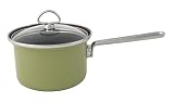 Review Chantal 35-162S LG / Chantal Enamel-On-Steel 2 Quart Saucepan with Tempered Glass Lid, Glossy Garden Green