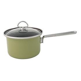 Chantal Enamel-On-Steel 2 Quart Saucepan with Tempered Glass Lid, Glossy Garden Green