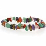 Genuine Tiger Eye, Carnelian, Aventurine, Amethyst, and Rose Quartz Chip Stretch Bracelet
