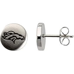 Stainless Steel Denver Broncos Logo Stud Earrings