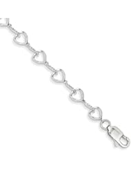 Genuine .925 Sterling Silver Diamond Heart Link Bracelet 6.5 Grams . 100% Satisfaction Guaranteed.