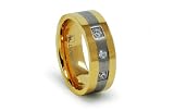Titanium Ring Gold Plated with 3 CZ 8mm