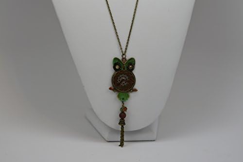 Green Steam Punk Owl Pendant