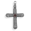 Oxidized Cross with Garnet Center