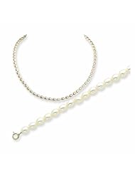 Sterling Silver Freshwater Cultured Rice Pearl Bracelet & Necklace Set