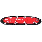 Red Texas Hold'em 84 10 Player folding Poker Table Top w/ Stainless Steel Cup