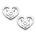 Disney Sterling Silver Diamond Winnie The Pooh Heart Earrings